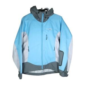 Montbell Women's ClimaPro Small Blue/Gray Fleece lined Full Zip Hooded Jacket